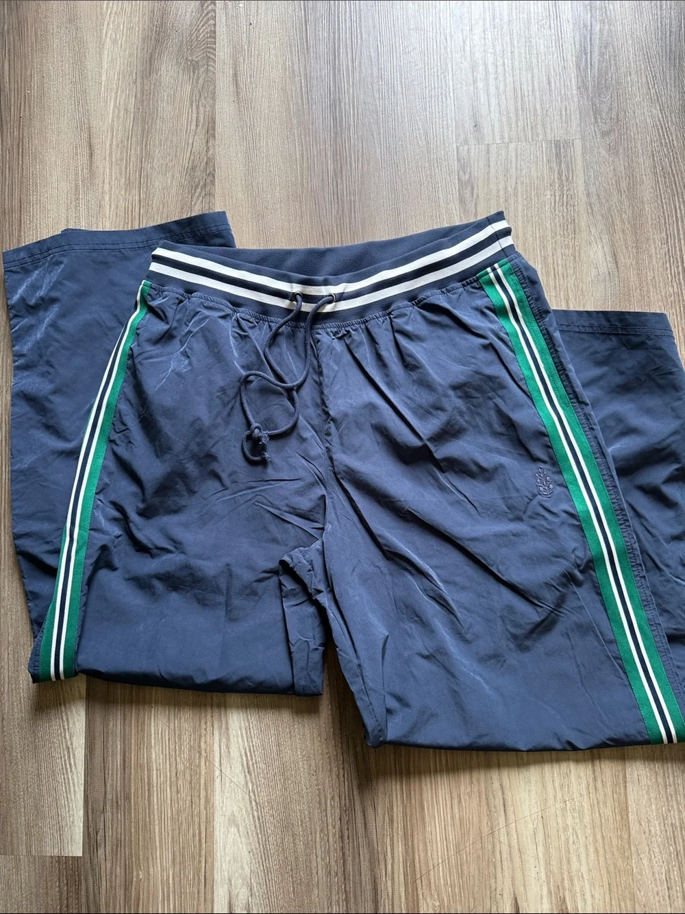 Free People Navy Blue Two-Piece Track Pants & Pullover Set with Green Stripes